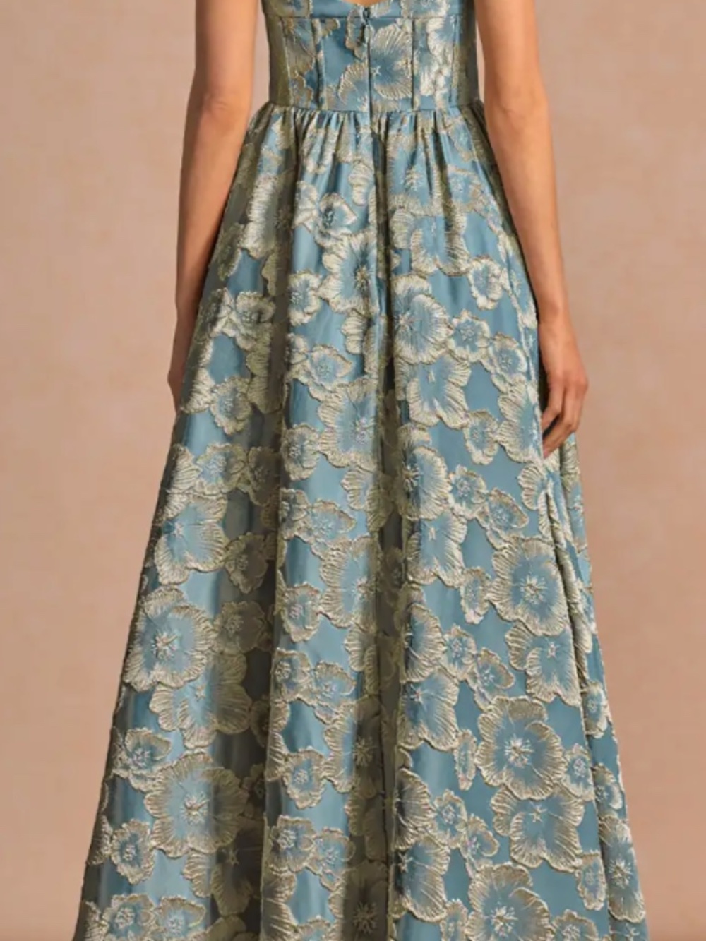 Blue and Gold evening gown, size US 14 - Picture 2 of 4